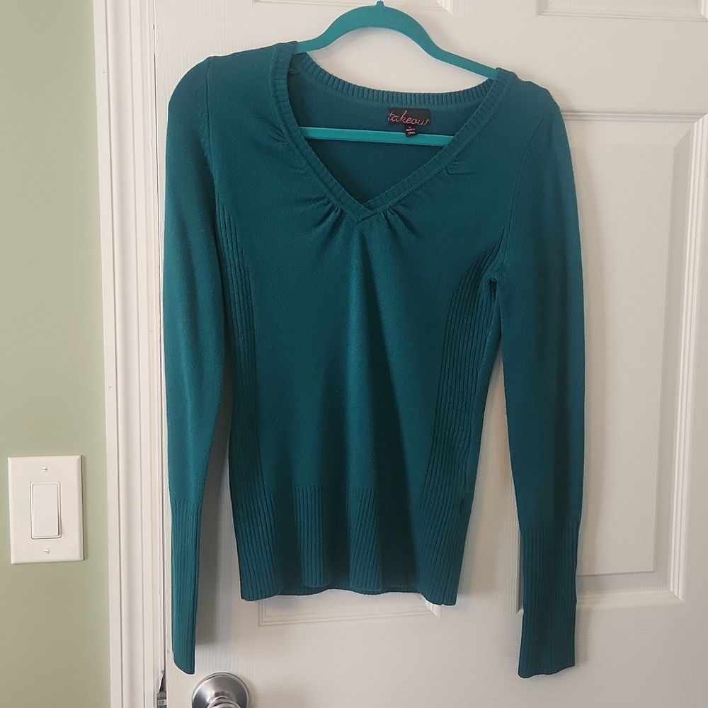 Takeout size medium teal v neck sweater